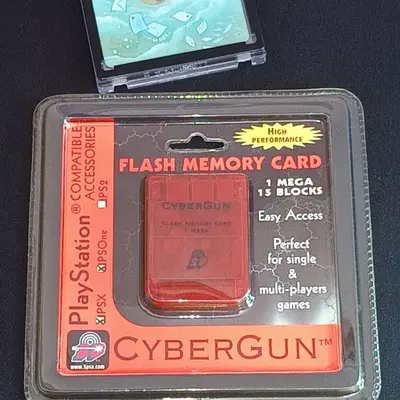 Carte mémoire pour Playstation 1 /PS1 - Neuve Sous Blister Rigide ( Cybergun Rouge)